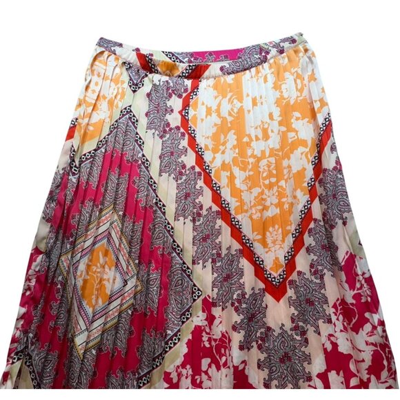 Chicos Womens Bohemian Maxi Pleated Skirt Size 3/Large Pink Orange - Picture 4 of 11
